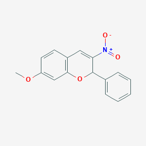 molecular formula C16H13NO4 B010003 2H-1-Benzopyran, 7-methoxy-3-nitro-2-phenyl- CAS No. 105849-85-2