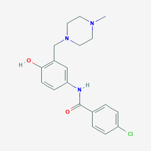 molecular formula C19H22ClN3O2 B100130 Benzanilide, 4-chloro-4'-hydroxy-3'-((4-methyl-1-piperazinyl)methyl)- CAS No. 17183-40-3
