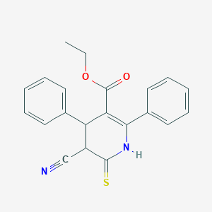 molecular formula C21H18N2O2S B010023 Ethyl 5-cyano-2,4-diphenyl-6-thioxo-1,4,5,6-tetrahydro-3-pyridinecarboxylate CAS No. 105199-50-6
