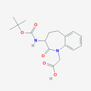 molecular formula C17H22N2O5 B010028 2-(3-((tert-Butoxycarbonyl)amino)-2-oxo-2,3,4,5-tetrahydro-1H-benzo[b]azepin-1-yl)acetic acid CAS No. 103105-97-1