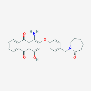 molecular formula C27H24N2O5 B100396 9,10-Anthracenedione, 1-amino-2-[4-[(hexahydro-2-oxo-1H-azepin-1-yl)methyl]phenoxy]-4-hydroxy- CAS No. 19014-53-0