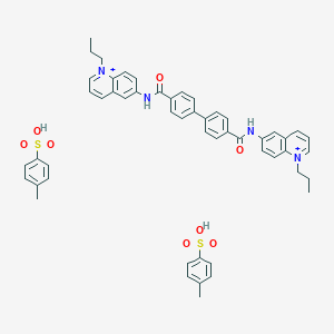molecular formula C52H52N4O8S2+2 B100413 Quinolinium, 6,6'-(p,p'-biphenylylenebis(carbonylimino))bis(1-propyl-, ditosylate CAS No. 18355-45-8