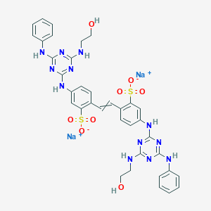 molecular formula C36H34N12Na2O8S2 B100446 Benzenesulfonic acid, 2,2'-(1,2-ethenediyl)bis[5-[[4-[(2-hydroxyethyl)amino]-6-(phenylamino)-1,3,5-triazin-2-yl]amino]-, sodium salt (1:2) CAS No. 17958-73-5