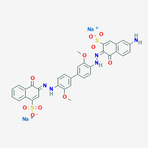 B010055 disodium;(3E)-7-amino-3-[[2-methoxy-4-[3-methoxy-4-[(2E)-2-(1-oxo-4-sulfonatonaphthalen-2-ylidene)hydrazinyl]phenyl]phenyl]hydrazinylidene]-4-oxonaphthalene-2-sulfonate CAS No. 110735-25-6