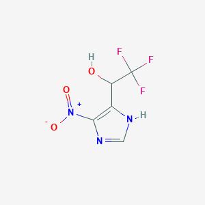 molecular formula C5H4F3N3O3 B010080 2,2,2-trifluoro-1-(4-nitro-1H-imidazol-5-yl)ethanol CAS No. 105480-32-8