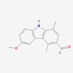molecular formula C16H15NO2 B100801 6-Methoxy-1,4-dimethyl-9H-carbazole-3-carbaldehyde CAS No. 18073-15-9