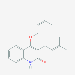 molecular formula C19H23NO2 B100867 2(1H)-喹啉酮，3-(3-甲基-2-丁烯基)-4-[(3-甲基-2-丁烯基)氧基]- CAS No. 18118-29-1