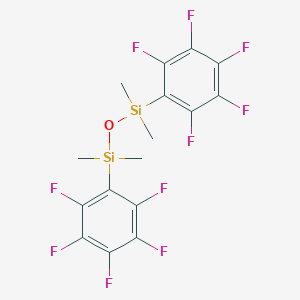 molecular formula C16H12F10OSi2 B100879 Disiloxane, 1,1,3,3-tetramethyl-1,3-bis(pentafluorophenyl)- CAS No. 19091-32-8