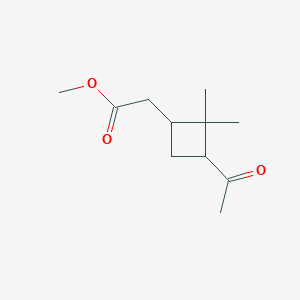molecular formula C11H18O3 B100913 Methyl 3-acetyl-2,2-dimethylcyclobutaneacetate CAS No. 16978-11-3