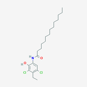 molecular formula C22H35Cl2NO2 B010092 N-(3,5-Dichloro-4-ethyl-2-hydroxyphenyl)tetradecanamide CAS No. 103429-11-4