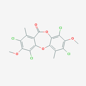 molecular formula C17H12Cl4O5 B100987 2,4,7,9-Tetrachloro-3,8-dimethoxy-1,6-dimethyl-11H-dibenzo[b,E][1,4]dioxepin-11-one CAS No. 19314-80-8