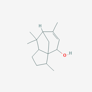 molecular formula C15H24O B101233 2,3,4,7,8,8a-Hexahydro-3,6,8,8-tetramethyl-1H-3a,7-methanoazulen-4-ol CAS No. 18829-59-9