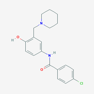 molecular formula C19H21ClN2O2 B101236 Benzanilide, 4-chloro-4'-hydroxy-3'-(piperidino)methyl- CAS No. 17183-41-4
