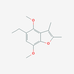 molecular formula C14H18O3 B010125 Benzofuran, 4,7-dimethoxy-2,3-dimethyl-5-ethyl- CAS No. 19672-12-9