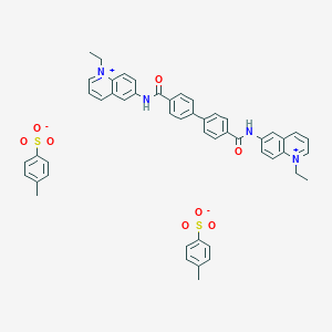 molecular formula C50H46N4O8S2 B101273 Quinolinium, 6,6'-(p,p'-biphenylylenebis(carbonylimino))bis(1-ethyl-, ditosylate CAS No. 18355-50-5