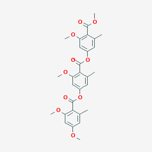 molecular formula C29H30O10 B101309 4,2-Cresotic acid, 6-methoxy-, bimol. ester, methyl ester, 4,6-dimethoxy-o-toluate CAS No. 19314-74-0