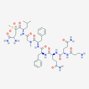 molecular formula C45H67N11O12S B010165 (2S)-N-[(2S)-5-amino-1-[[(2S)-1-[[(2S)-1-[[2-[[(4S)-8,9-diamino-2-methyl-6-methylsulfonyl-5,9-dioxononan-4-yl]amino]-2-oxoethyl]-methylamino]-1-oxo-3-phenylpropan-2-yl]amino]-1-oxo-3-phenylpropan-2-yl]amino]-1,5-dioxopentan-2-yl]-2-(3-aminopropanoylamino)pentanediamide CAS No. 110863-38-2