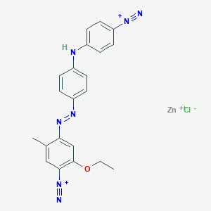 molecular formula C21H19ClN7OZn+3 B101673 ZINC;4-[[4-(4-diazonioanilino)phenyl]diazenyl]-2-ethoxy-5-methylbenzenediazonium;chloride CAS No. 16103-04-1