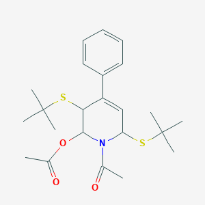 molecular formula C23H33NO3S2 B101717 2-Acetoxy-1-acetyl-3,6-di(tert-butylthio)-4-phenyl-1,2,3,6-tetrahydropyridine CAS No. 18794-23-5