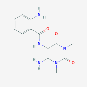 molecular formula C13H15N5O3 B101728 2-Amino-N-(6-amino-1,3-dimethyl-2,4-dioxo-1,2,3,4-tetrahydropyrimidin-5-yl)benzamide CAS No. 18830-59-6