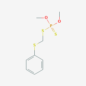 molecular formula C9H13O2PS3 B101780 Phosphorodithioic acid, O,O-dimethyl S-((phenylthio)-methyl) ester CAS No. 18722-80-0