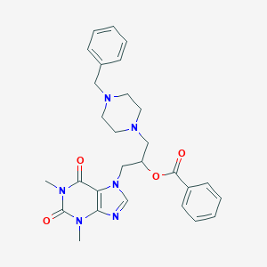 molecular formula C28H32N6O4 B010185 Theophylline, 7-(2-benzoyloxy-3-(4-benzyl-1-piperazinyl)propyl)- CAS No. 19977-09-4