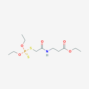 molecular formula C11H22NO5PS2 B101946 beta-Alanine, N-(((diethoxyphosphinothioyl)thio)acetyl)-, ethyl ester CAS No. 19476-81-4
