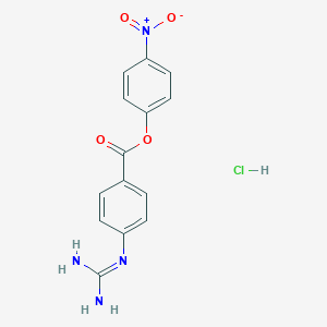 molecular formula C14H13ClN4O4 B101956 4-Nitrophenyl 4-((aminoiminomethyl)amino)benzoate monohydrochloride CAS No. 19135-17-2