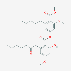 molecular formula C29H38O8 B102025 4-[2-Hydroxy-4-methoxy-6-(2-oxoheptyl)benzoyloxy]-2-methoxy-6-pentylbenzoic acid methyl ester CAS No. 19314-73-9