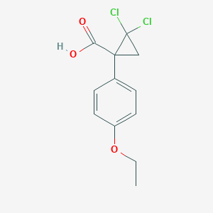 molecular formula C12H12Cl2O3 B010203 2,2-Dichloro-1-(4-ethoxyphenyl)cyclopropanecarboxylic acid CAS No. 104023-75-8