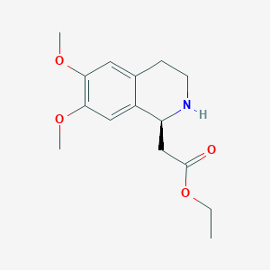 molecular formula C15H21NO4 B102106 1-Isoquinolineacetic acid, 1,2,3,4-tetrahydro-6,7-dimethoxy-, ethyl ester, (1S)- CAS No. 17447-45-9