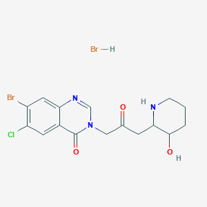 molecular formula C16H18Br2ClN3O3 B102114 7-Bromo-6-chloro-3-[3-(3-hydroxy-2-piperidyl)-2-oxopropyl]quinazolin-4(3H)-one monohydrobromide CAS No. 17395-31-2