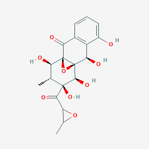 molecular formula C19H20O9 B102162 Anthrone, 4a,9a-epoxy-3-(2,3-epoxybutyryl)-1,2,3,4,4a,9a-hexahydro-1,3,4,5,10-pentahydroxy-2-methyl- CAS No. 18700-78-2