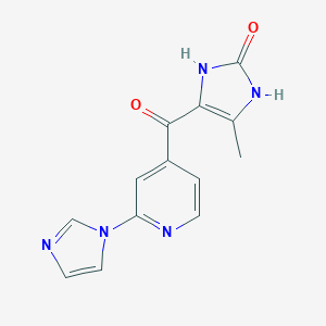 molecular formula C13H11N5O2 B010217 4-(2-Imidazol-1-ylpyridine-4-carbonyl)-5-methyl-1,3-dihydroimidazol-2-one CAS No. 101184-04-7