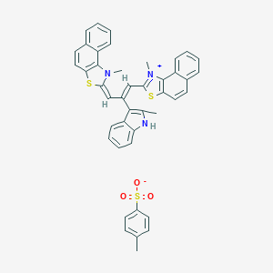 molecular formula C43H35N3O3S3 B102185 Naphtho(1,2-d)thiazolium, 1-methyl-2-(2-(2-methyl-1H-indol-3-yl)-3-(1-methylnaphtho(1,2-d)thiazol-2(1H)-ylidene)-1-propen-1-yl)-, 4-methylbenzenesulfonate (1:1) CAS No. 18244-79-6