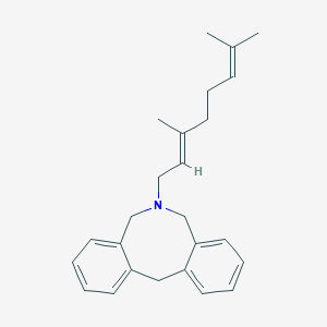 molecular formula C25H31N B102302 Dibenz(c,f)azocine, 6-(3,7-dimethyl-2,6-octadienyl)-5,6,7,12-tetrahydro-, (E)- CAS No. 18198-06-6