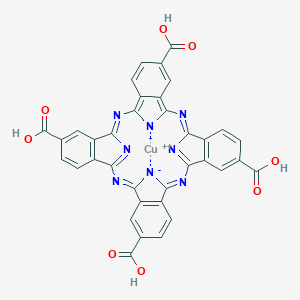 molecular formula C36H16CuN8O8 B102414 Copper;2,11,20,29,37,39-hexaza-38,40-diazanidanonacyclo[28.6.1.13,10.112,19.121,28.04,9.013,18.022,27.031,36]tetraconta-1,3,5,7,9,11,13(18),14,16,19(39),20,22(27),23,25,28,30(37),31(36),32,34-nonadecaene-6,15,24,33-tetracarboxylic acid CAS No. 16337-64-7