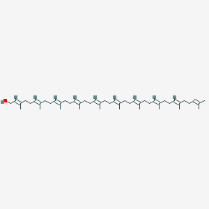 molecular formula C50H82O B102437 (2E,6E,10E,14E,18E,22E,26E,30E,34E)-3,7,11,15,19,23,27,31,35,39-decamethyltetraconta-2,6,10,14,18,22,26,30,34,38-decaen-1-ol CAS No. 15575-04-9