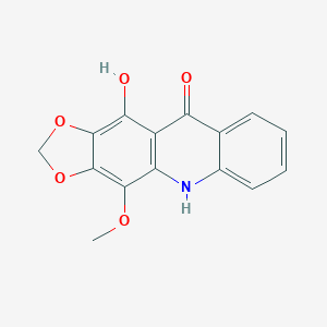 molecular formula C15H11NO5 B102475 11-Hydroxy-4-methoxy-1,3-dioxolo[4,5-b]acridin-10(5H)-one CAS No. 17014-49-2