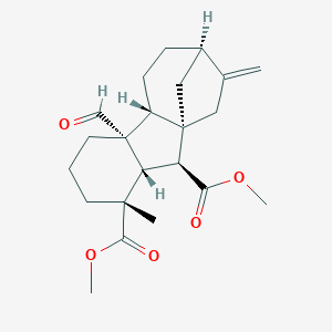 molecular formula C22H30O5 B102623 Dimethyl (1R,2S,3S,4R,8R,9R,12R)-8-formyl-4-methyl-13-methylidenetetracyclo[10.2.1.01,9.03,8]pentadecane-2,4-dicarboxylate CAS No. 19427-33-9