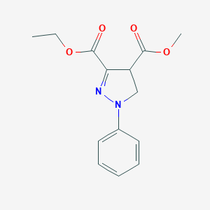 molecular formula C14H16N2O4 B102662 3-ethyl 4-methyl 1-phenyl-4,5-dihydro-1H-pyrazole-3,4-dicarboxylate CAS No. 86955-92-2
