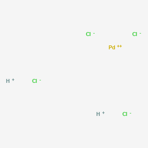 molecular formula Cl4H2Pd B102676 Palladate(2-), tetrachloro-, dihydrogen, (SP-4-1)- CAS No. 16970-55-1