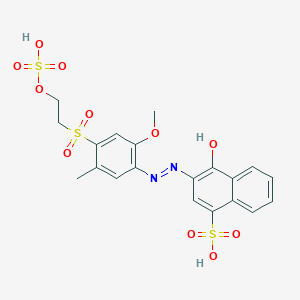 molecular formula C20H20N2O11S3 B103052 4-Hydroxy-3-((2-methoxy-5-methyl-4-((2-(sulphooxy)ethyl)sulphonyl)phenyl)azo)naphthalenesulphonic acid CAS No. 16452-02-1