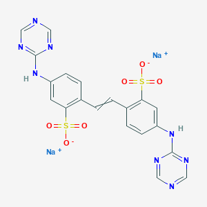 molecular formula C20H14N8Na2O6S2 B103129 2,2'-Stilbenedisulfonic acid, 4,4'-bis(s-triazin-2-ylamino)-, disodium salt CAS No. 17263-59-1
