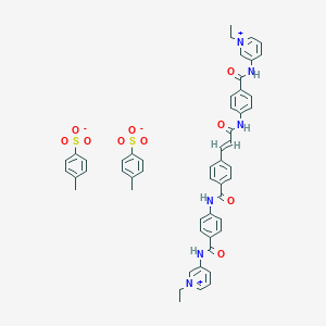 molecular formula C52H50N6O10S2 B103132 Pyridinium, 1-ethyl-3-(p-(p-((p-((1-ethylpyridinium-3-yl)carbamoyl)phenyl)carbamoyl)cinnamamido)benzamido)-, di-p-toluenesulfonate CAS No. 19060-43-6