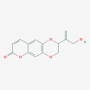 molecular formula C14H12O5 B103141 2,3-Dihydro-2-[1-(hydroxymethyl)ethenyl]-7H-pyrano[2,3-g]-1,4-benzodioxin-7-one CAS No. 16167-06-9