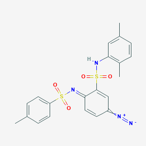 molecular formula C21H20N4O4S2 B103215 (6E)-3-Diazo-N-(2,5-dimethylphenyl)-6-(4-methylphenyl)sulfonyliminocyclohexa-1,4-diene-1-sulfonamide CAS No. 17119-22-1