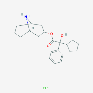molecular formula C22H32ClNO3 B010334 9-Methyl-3-beta-granatanyl phenylcyclopentylglycolate hydrochloride CAS No. 101710-82-1