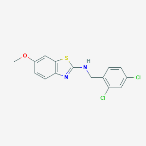 molecular formula C15H12Cl2N2OS B103441 N-[(2,4-dichlorophenyl)methyl]-6-methoxy-1,3-benzothiazol-2-amine CAS No. 16763-13-6