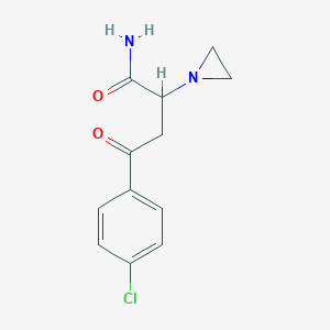 molecular formula C12H13ClN2O2 B010359 alpha-(2-(4-Chlorophenyl)-2-oxoethyl)-1-aziridineacetamide CAS No. 108260-26-0